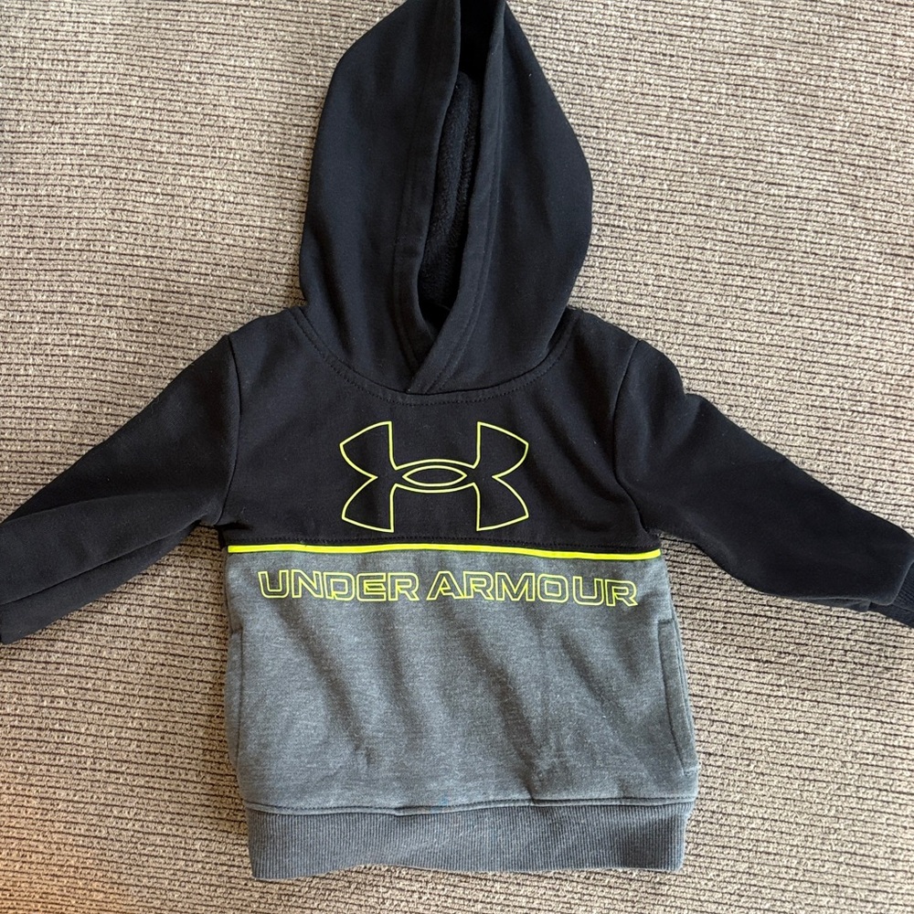 Under Armour Kids Black and Gray Hoodie with Yellow Accents